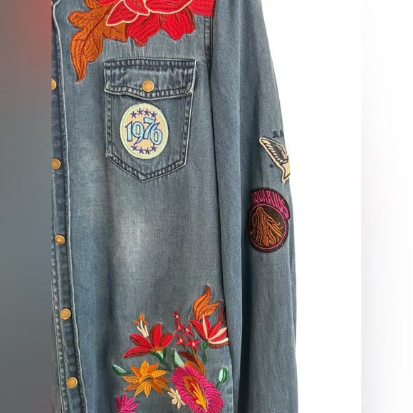 Spell Flower‎ Child Denim Embroidered Button Down Top Shirt- Sm - Picture 14 of 14